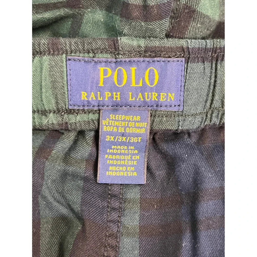 Polo Ralph Lauren Mens 3X Pajama Pants‎ Blackwatch Plaid Navy Green Cotton Sleep